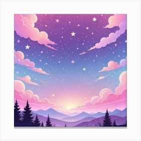 Sky With Twinkling Stars In Pastel Colors Square Composition 254 Canvas Print