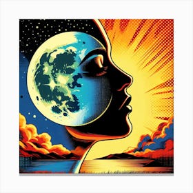 Moon And The Sun Exposure - Creative Illustration Canvas Print