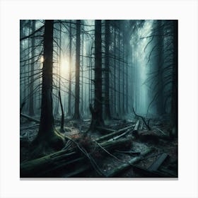 Explore the Enigmatic Beauty of a Post-Apocalyptic Forest: A Captivating Visual Journey. Canvas Print