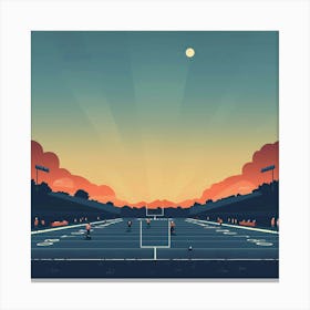 Football Field At Sunset Canvas Print