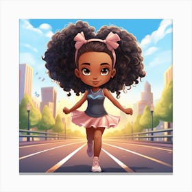 Afro Girl Running Canvas Print