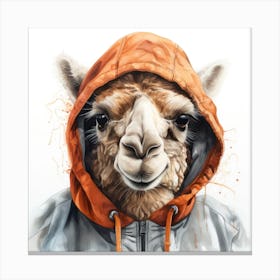 Watercolour Cartoon Dromedary In A Hoodie 1 Canvas Print