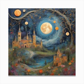 Castle In The Moonlight Canvas Print