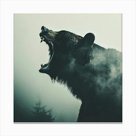 Black Bear Roaring Canvas Print