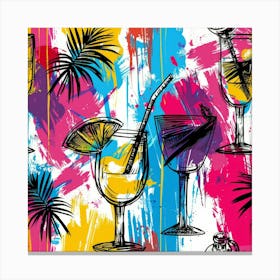 Seamless Pattern With Tropical Drinks 18 Canvas Print