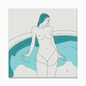 naked Woman In A Pool drawing Canvas Print