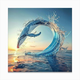 Whale Splashing In The Water Canvas Print