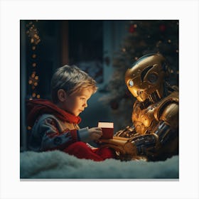 Christmas Robot Boy Christmas Gift Canvas Print