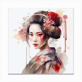 Watercolor Modern Geisha #2 Canvas Print