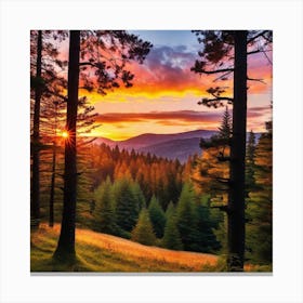 Sunset In The Forest 9 Canvas Print