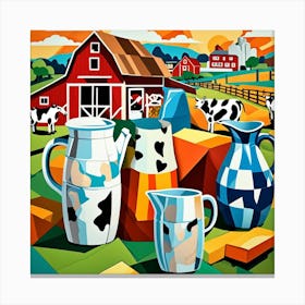 Abstract Dairy Scene Cubism Style Canvas Print