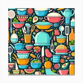 Kitchen Icons Set Canvas Print