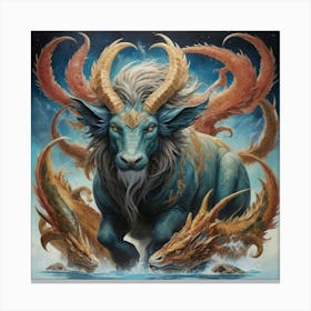 Horned Goat Art print paintings Canvas Print