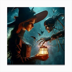 Witches And Robots Canvas Print