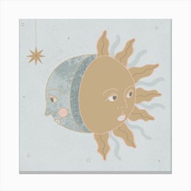 Sun And Moon Square Canvas Print