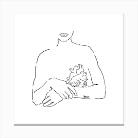 Take Care Of Yourself Square Canvas Line Art Print