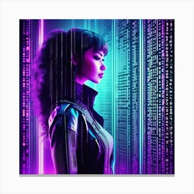 Cyberpunk asian girl Canvas Print