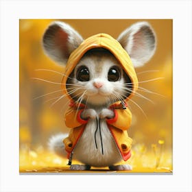 Cute Mouse In Yellow Hoodie Canvas Print