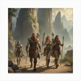 Group Of Warriors On A Mountain Canvas Print