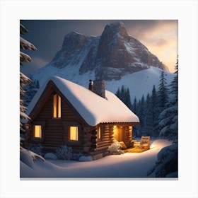 Cabin In The Snow 4 Canvas Print