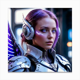 Futuristic Girl With Purple Hair Canvas Print