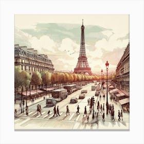 Paris, Flower Collage 2 Canvas Print Canvas Print