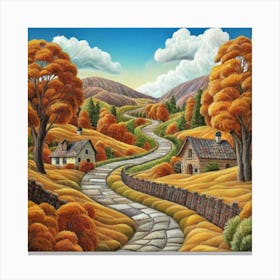 The Winding Road Home. In the middle of the meadows 16 Canvas Print