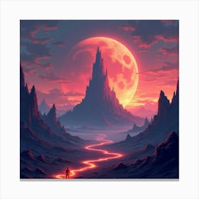 Titan Towering Over A Glowing, Colorful Landscape 1 Canvas Print