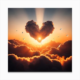 Heart Shaped Clouds In The Sky Canvas Print