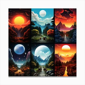 Set Of Landscape Paintings art print Canvas Print