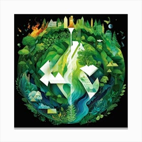 An Abstract Digital Illustration Of The Earth Enveloped In A Spectrum Of Green Hues Embodying Susta (5) Canvas Print