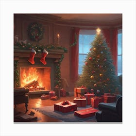 Christmas In The Living Room 38 Canvas Print