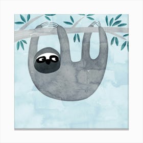 Sloth Hanging Out Watercolor Canvas Print