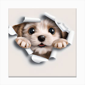 Puppy Peeking Out Of A Hole,3D Disney Aristocats Puppy Canvas Print