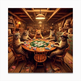 Cats Playing Poker 1 Canvas Print