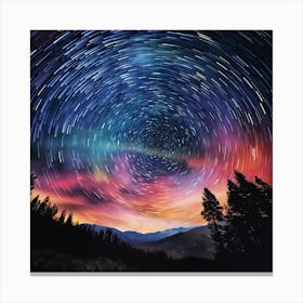 Star Trails In The Sky Canvas Print