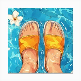 Yellow Sandals In The Water Canvas Print