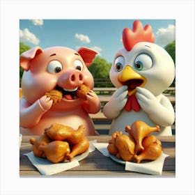 Pig And Chicken Canvas Print