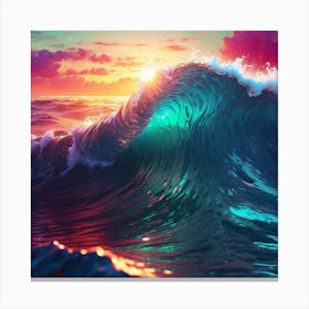 Ocean Wave At Sunset 1 Canvas Print