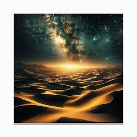 Desert Landscape With Stars Canvas Print