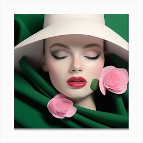 Woman In A White Hat Canvas Print