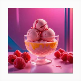 Chilled Raspberryinfused Ice Cream Scoop Canvas Print