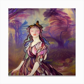 Girl In the mystical forest Canvas Print