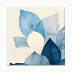 Blue And White Leaves Canvas Print