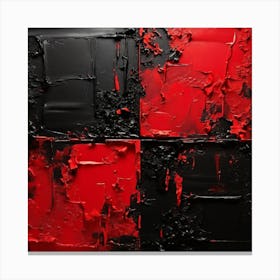 Hand Painted Abstract Black And Red Canvas Print
