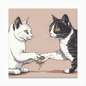 A cat gives a cat a wedding ring Canvas Print