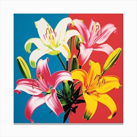 Andy Warhol Style Pop Art Flowers Lily 5 Square Canvas Print