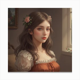 Flower loving girl Canvas Print