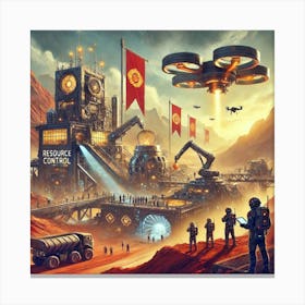 A Dynamic Scene Illustrating Resource Control For The Martian Dominion Canvas Print