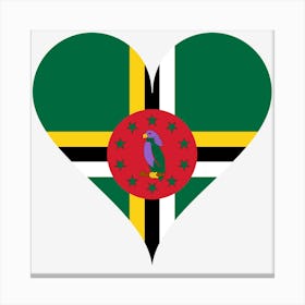 Heart Love Flag Antilles Island Caribbean Parrot Dominica Canvas Print